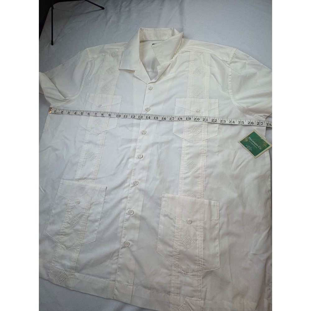 Havanera Co Cubavera Mens 2XL Guayabera Shirt Cream Color Short Sleeve New - Picture 7 of 16